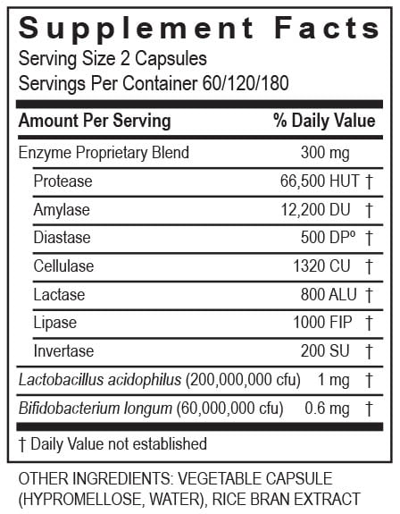 DigestZyme Transformation Enzyme supplement facts