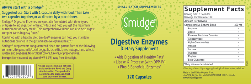 Digestive Enzymes label Smidge