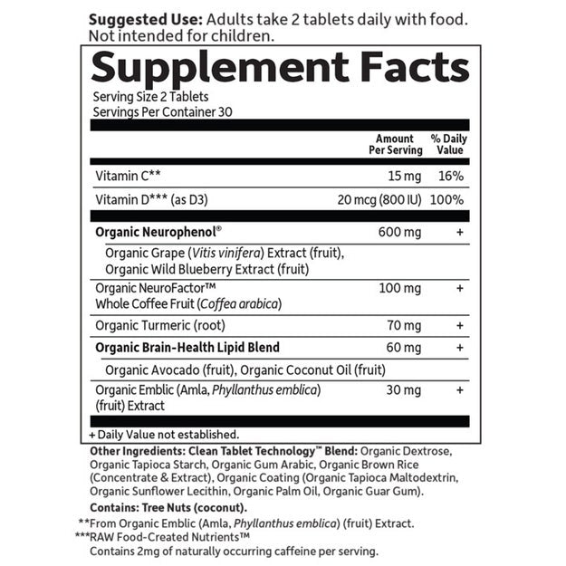 dr. formulated memory adults 40+ garden of life supplement facts