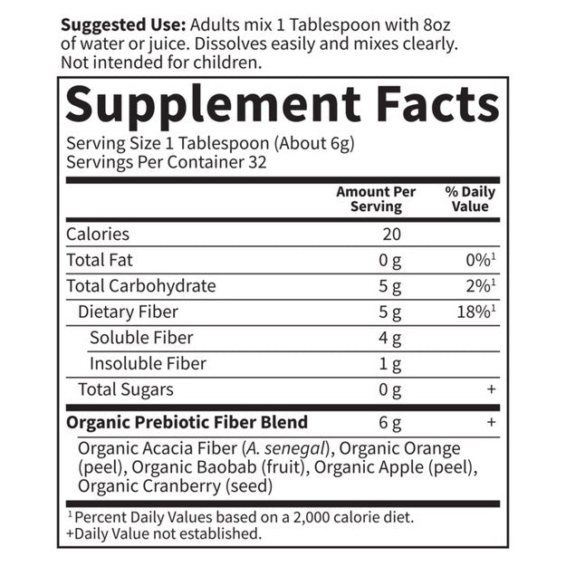 dr. formulated organic fiber unflavored garden of life supplement facts