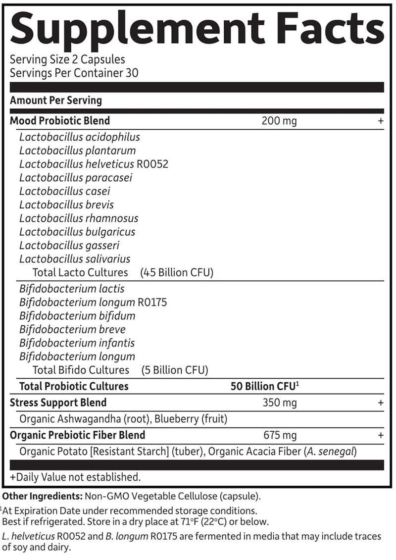 dr. formulated probiotics mood+ garden of life supplement facts