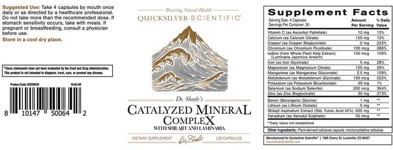 dr. shade's catalyzed mineral complex quicksilver scientific label