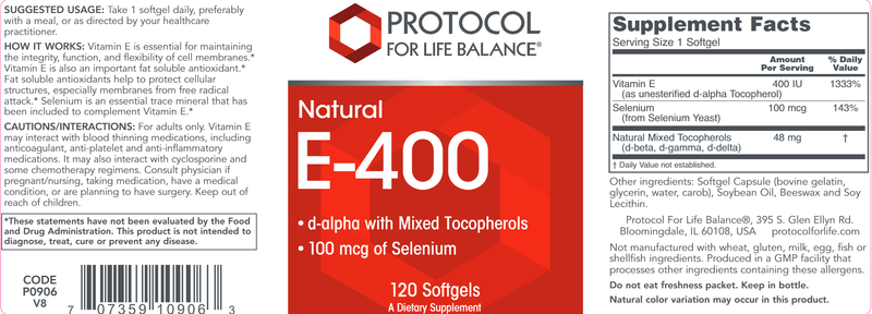 E-400 (Protocol for Life Balance) Label