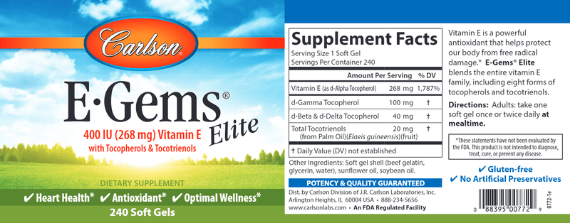 E-Gems Elite (Carlson Labs) label