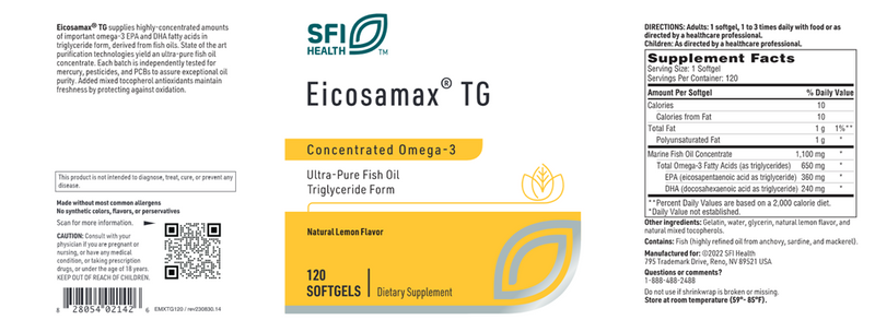 eicosamax tg sfi health label