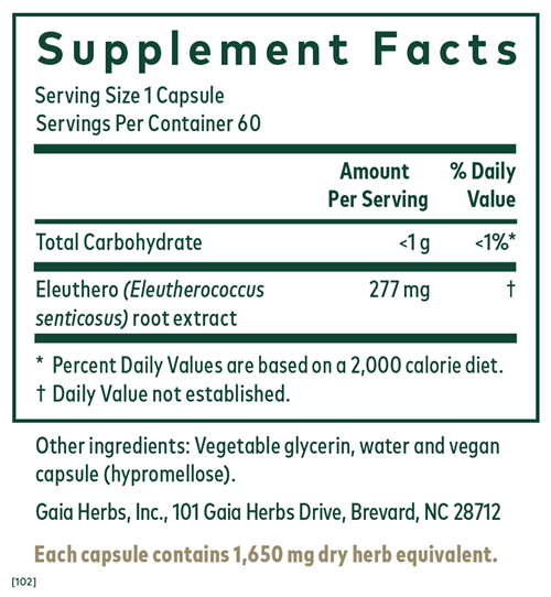 Eleuthero Root (Gaia Herbs Professional Solutions) supplement facts