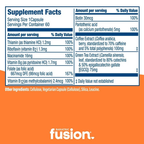 Energy Support Bariatric Fusion supplement facts