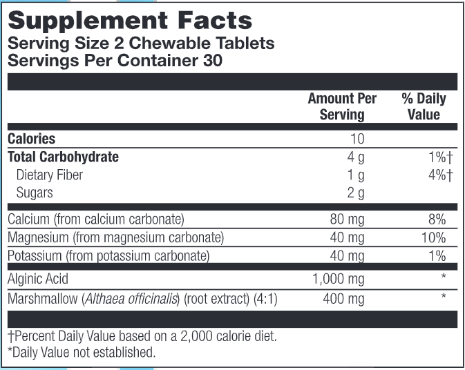 EsophaSoothe Chewable Cherry Vanilla (Nutra Biogenesis) Supplement Facts