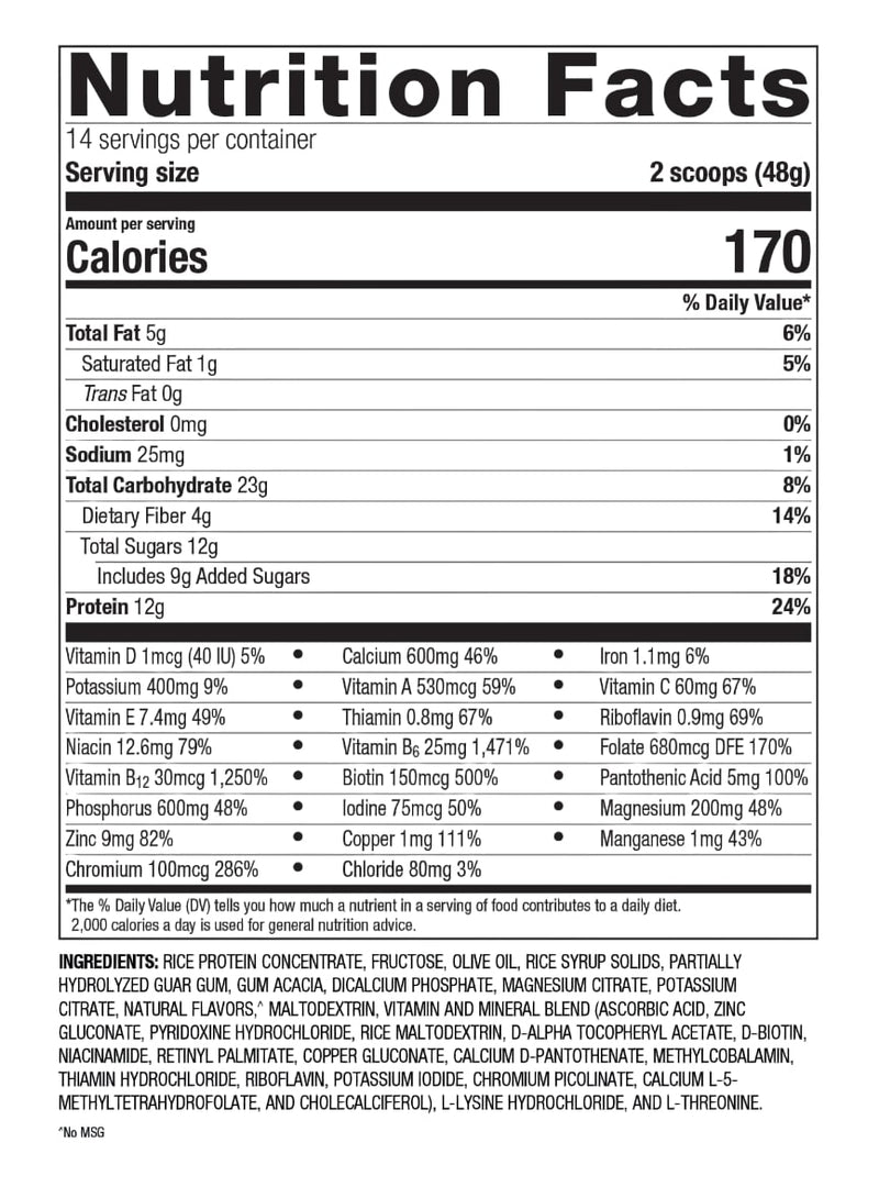 Essential Nutrition Shake Vanilla (Metagenics) Nutrition Facts