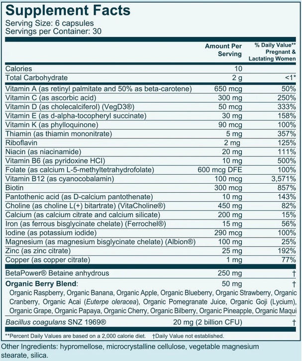 Essential Prenatal Nutrition Genate supplement facts