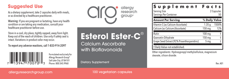 esterol ester-c 100 capsules allergy research group label