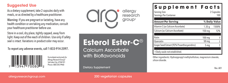 esterol ester-c 200 capsules allergy research group label