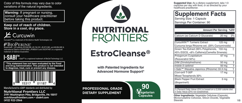 EstroCleanse Nutritional Frontiers Label