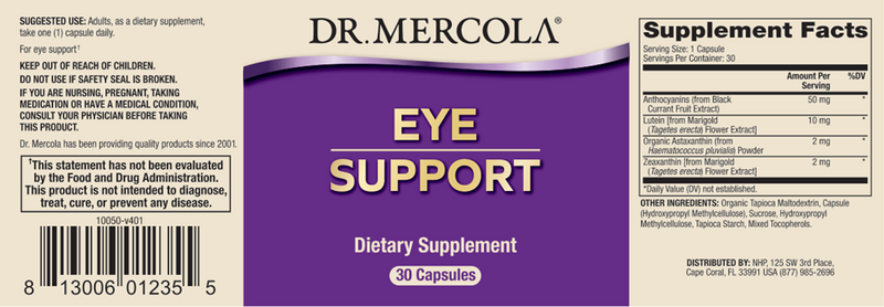 Eye Support (Dr. Mercola) label