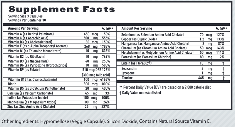 Eye & Body Formula (Maxivision) Supplement Facts