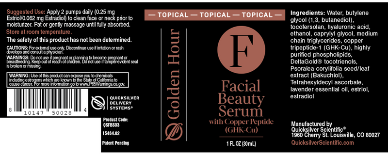 Facial Serum with Copper Peptide (Quicksilver Scientific) Label