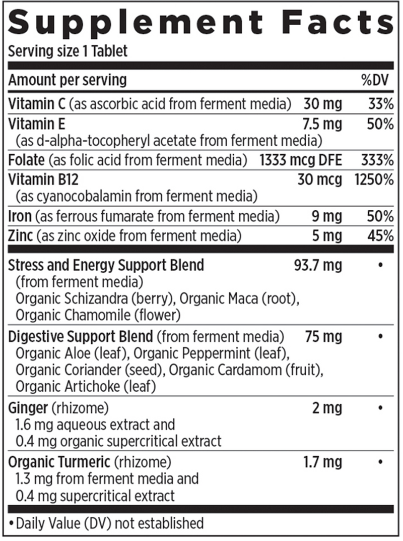 Fermented Iron Complex (New Chapter) supplement facts