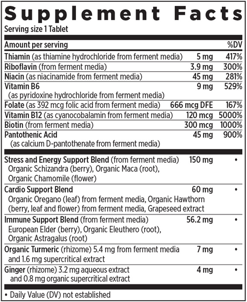 Fermented Vitamin B Complex (New Chapter) supplement facts