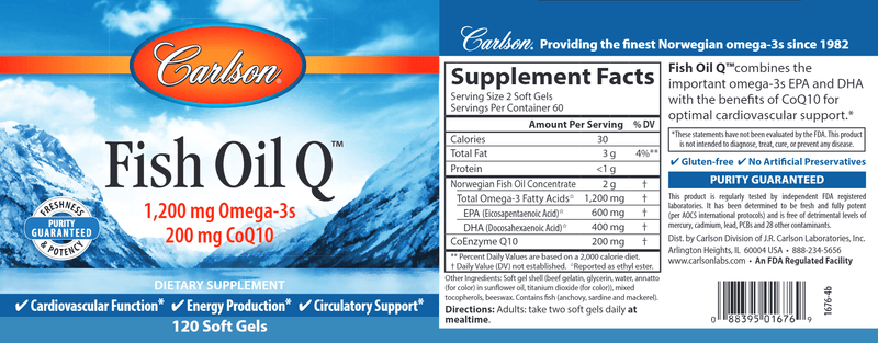 Fish Oil Q (Carlson Labs) 120ct label