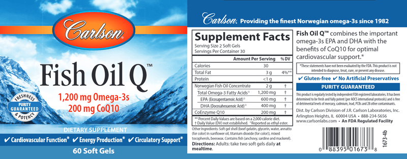 Fish Oil Q (Carlson Labs) 60ct label