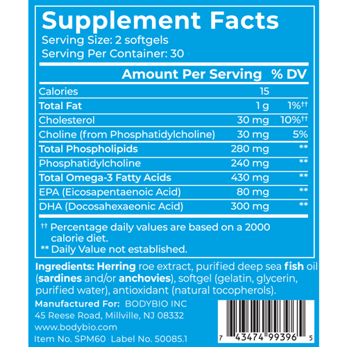 Fish Oil+ BodyBio supplement facts