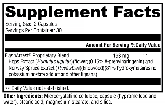 FlashArrest (Xymogen) Supplement Facts