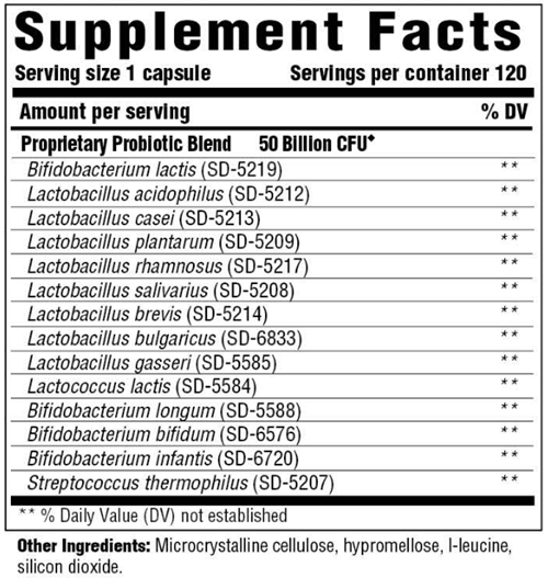 Flora 50-14 Clinical Strength Innate Response supplement facts