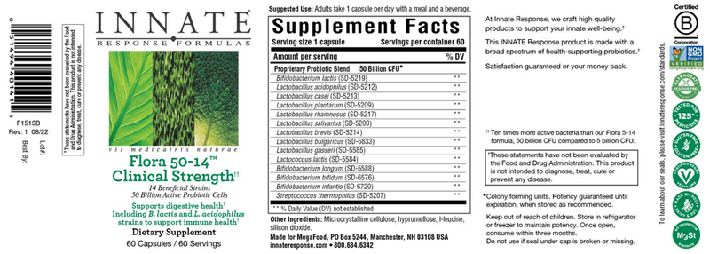 Flora 50-14 Clinical Strength Innate Response Label