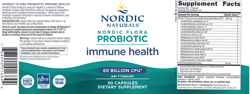 Nordic Flora Probiotic Immune Health (Nordic Naturals) Label