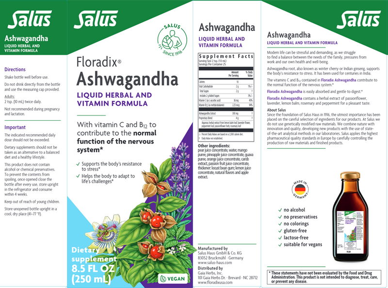 floradix ashwagandha salus label