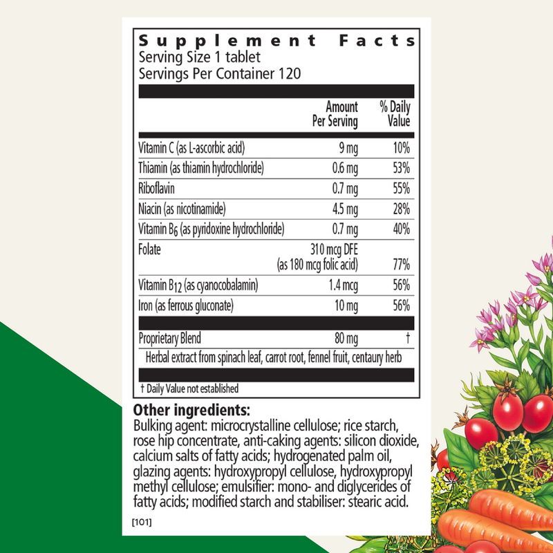 Floradix Iron Tablets (Salus) Supplement Facts