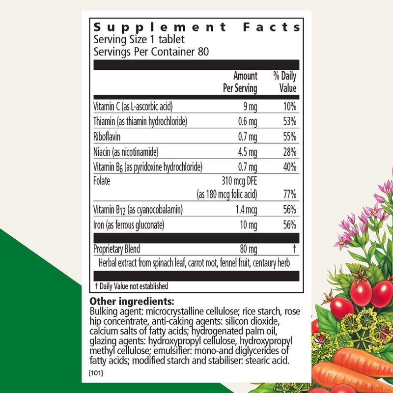 Floradix Iron Tablets (Salus) Supplement Facts