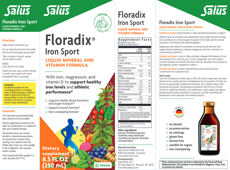 floradix iron sport salus label