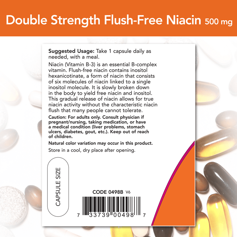 Flush-Free Niacin 500 mg (NOW) Label