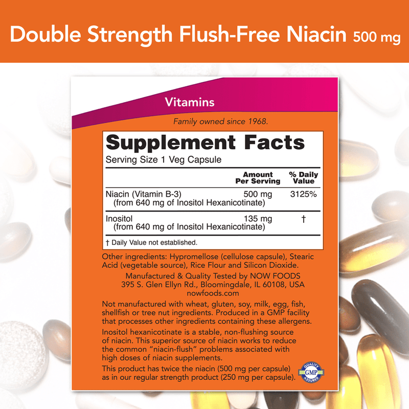 Flush-Free Niacin 500 mg (NOW) Supplement Facts