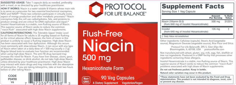 Flush-Free Niacin (Protocol for Life Balance) Label