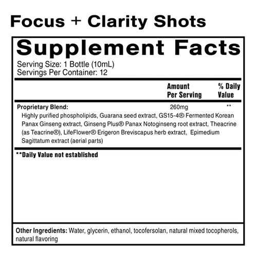 focus + clarity shot quicksilver scientific supplement facts