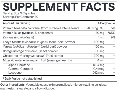 Formula 1 EndoAxis supplement facts