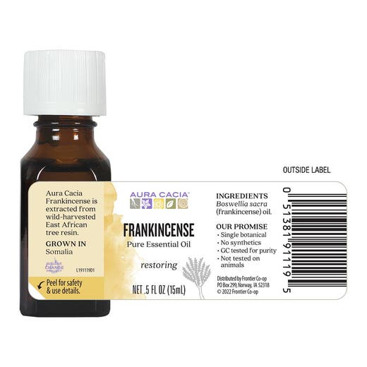 frankincense essential oil aura cacia label