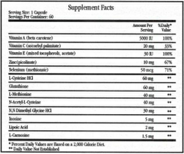 Free Radical Quenchers (Ecological Formulas) Supplement Facts