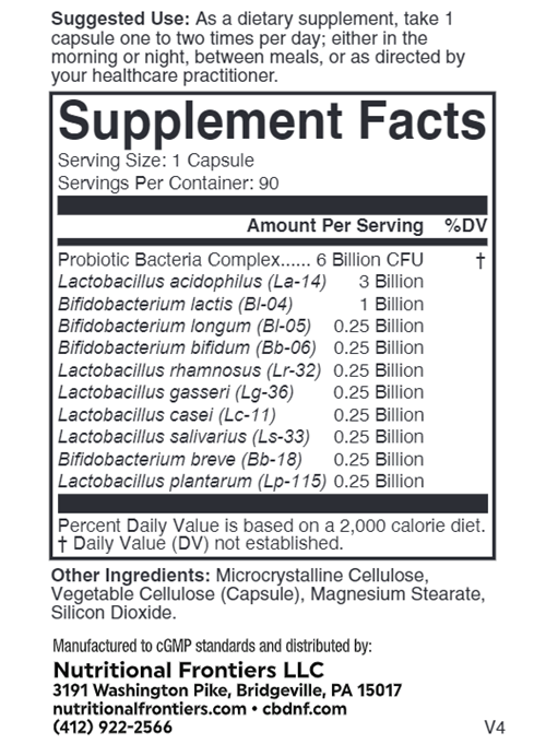 Frontier Biotics Nutritional Frontiers supplement facts