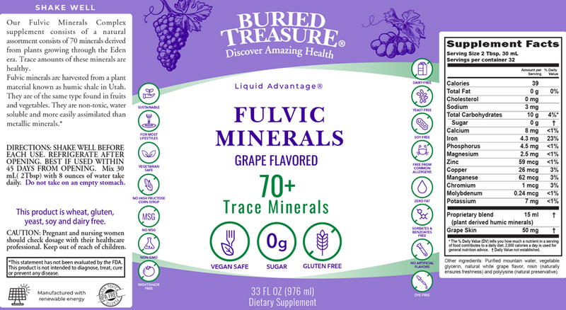 Fulvic Minerals Grape (Buried Treasure) Label