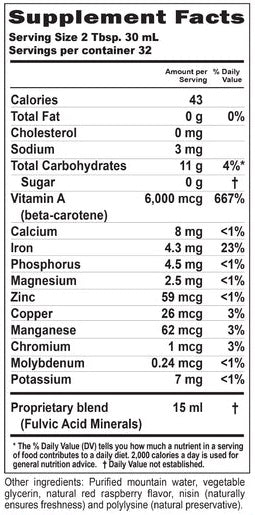 fulvic acid minerals raspberry buried treasure supplement facts