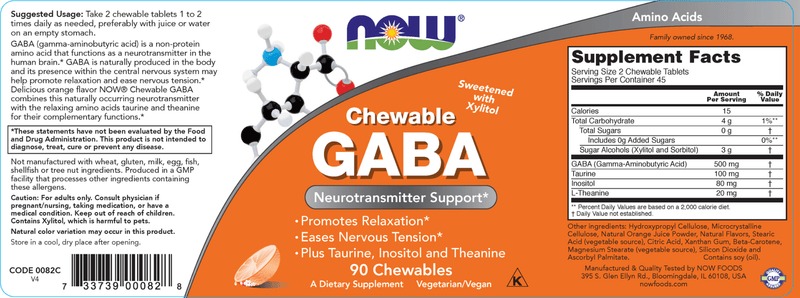 GABA 250 mg (NOW) Label