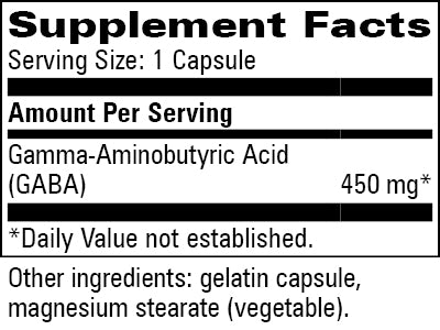 GABA 450 mg Progressive Labs supplement facts