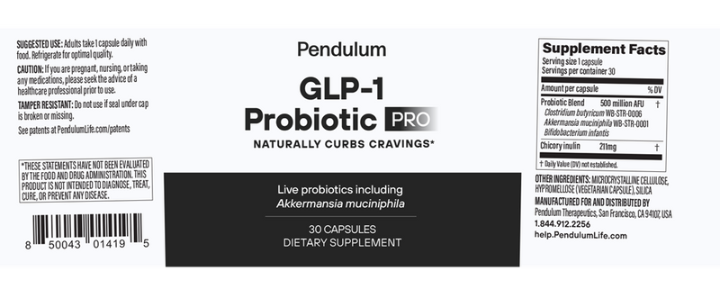 GLP-1 Probiotic Pro (Pendulum) label