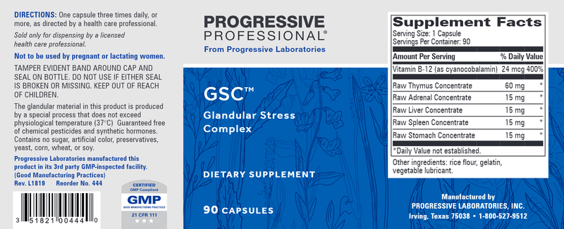 GSC (Progressive Labs) Label