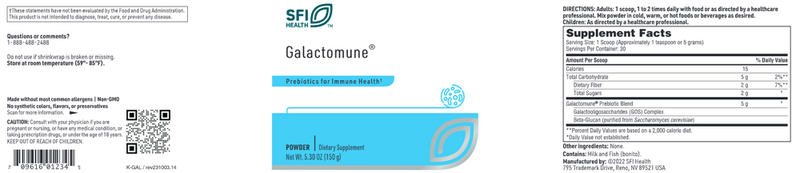 galactomune powder sfi health label