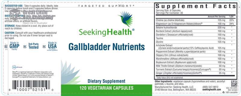 Gallbladder Nutrients Seeking Health Label