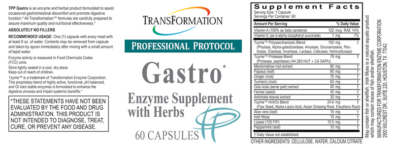 Gastro (Transformation Enzyme) Label